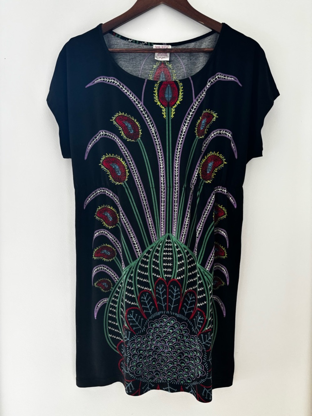 Funky People Abstract Floral Print Tunic Top Boho Artsy Festival Chic Size S - Picture 3 of 10